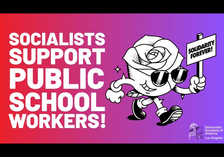 graphic image with protester describing socialists supporting government unions